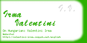 irma valentini business card